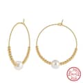 925 Silver Hypoallergenic Hoop Earrings with Freshwater Pearl Gold Plated Simple Silver Hoop Huggie 4