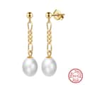Valentine Gift Cultured Freshwater Pearl 14K Gold Plated 925 Sterling Silver Dangle Drop Earrings 3