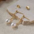 Valentine Gift Cultured Freshwater Pearl 14K Gold Plated 925 Sterling Silver Dangle Drop Earrings 4