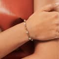 Tiny Gold Stone Chain Decor 925 Silver Chain Bracelet, Adjustable 2