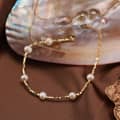 Tiny Gold Stone Chain Decor 925 Silver Chain Bracelet, Adjustable 3