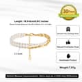 Gold Plated Oval Beads Charms Pearl Chain Double Layer 925 Sterling Silver Bracelet, Adjustable 5