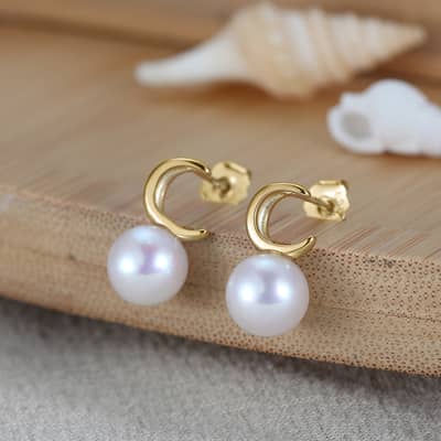 7.5-8mm Natural Freshwater Pearl 925 Sterling Silver Earrings detail 1