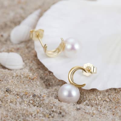 7.5-8mm Natural Freshwater Pearl 925 Sterling Silver Earrings detail 2