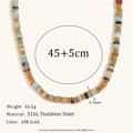 Beaded Necklace Natural Stone Round Beads Waterproof Stainless Steel 18K Gold Beads 5