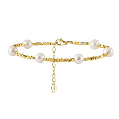 Natural Pearl Bracelet 14K Gold Plated 925 Sterling Silver Charm Freshwater Pearl Beads Set detail 6
