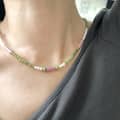 Beaded Necklace Earrings Set Natural Stone Beads Freshwater Pearl Waterproof Stainless Steel 4