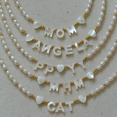 Beaded Necklace Natural Freshwater Pearl Shell Love Pendant Waterproof Stainless Steel Bead detail 2