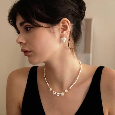 Beaded Necklace Natural Freshwater Pearl Shell Love Pendant Waterproof Stainless Steel Bead detail 4