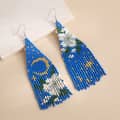 Hand-Woven Rice Bead Long Earrings Starry Sky Flower Series Tassel 3