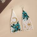 Hand-Woven Rice Bead Long Earrings Starry Sky Flower Series Tassel 4