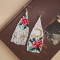 Hand-Woven Rice Bead Long Earrings Starry Sky Flower Series Tassel 5