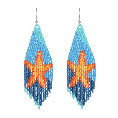 Bohemian Hand-Woven Rice Bead Long Earrings Ocean Series Tassel detail 1
