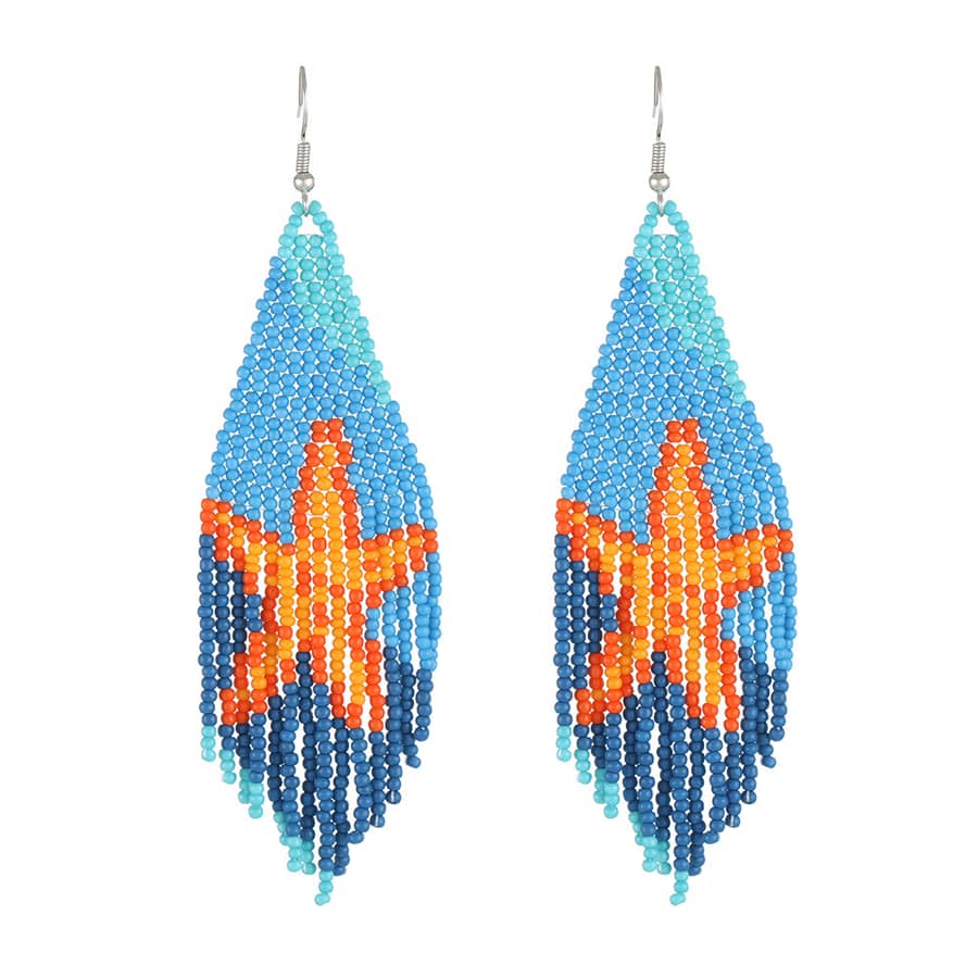 Bohemian Hand-Woven Rice Bead Long Earrings Ocean Series Tassel - main