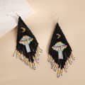 Bohemian Hand Braided Earrings Fashionable Mushroom Long Tassel 4