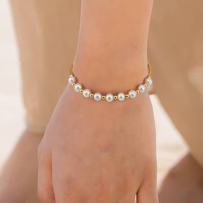 S925 Sterling Silver Chain Freshwater Pearl Bracelet detail 4
