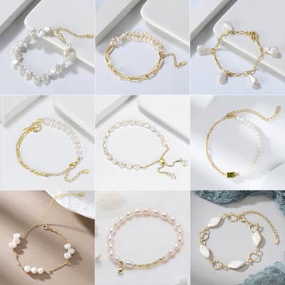 S925 Sterling Silver Chain Freshwater Pearl Bracelet detail 6