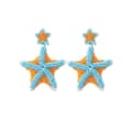 Bohemian Ocean Style Handmade Beaded Rice Bead Earrings Summer Starfish Tassel 1