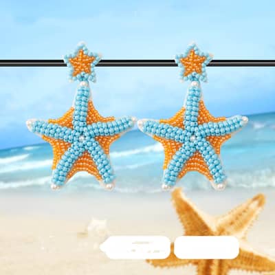 Bohemian Ocean Style Handmade Beaded Rice Bead Earrings Summer Starfish Tassel detail 5