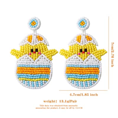 Handwoven Rice Bead Earrings Easter Egg Chick Series detail 6