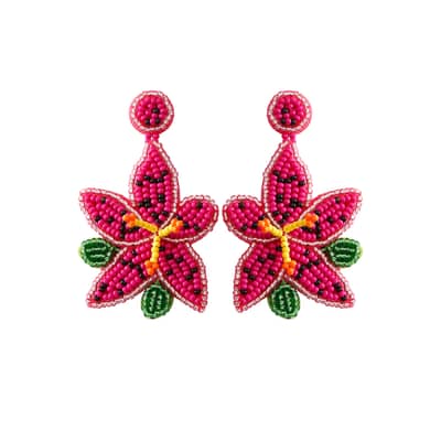 Hand-Woven Seed Earrings Bohemian Flower Fashion Long Tassel detail 1