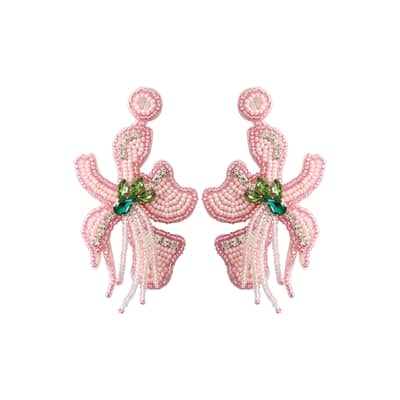 Hand-Woven Seed Earrings Bohemian Flower Fashion Long Tassel detail 2