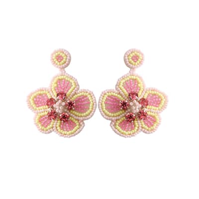 Hand-Woven Seed Earrings Bohemian Flower Fashion Long Tassel detail 3