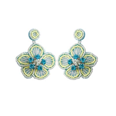 Hand-Woven Seed Earrings Bohemian Flower Fashion Long Tassel detail 5