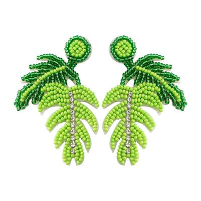Bohemian Hand-Woven Seed Earrings Summer Turtle Leaf Series Long Tassel detail 1