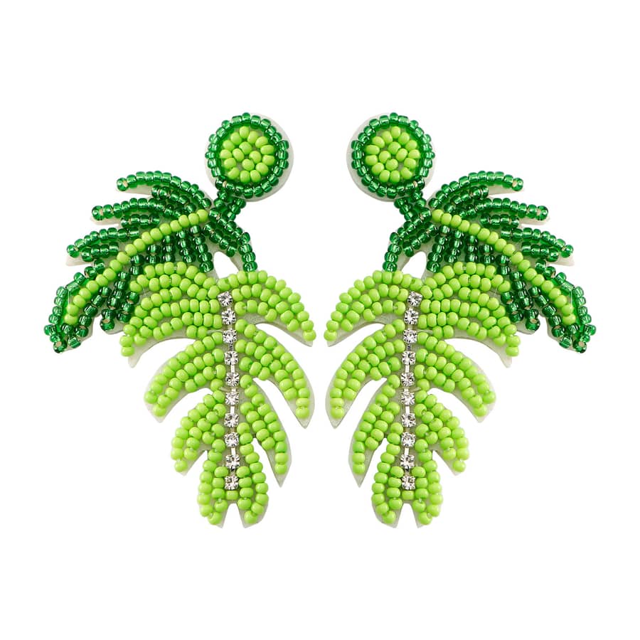 Bohemian Hand-Woven Seed Earrings Summer Turtle Leaf Series Long Tassel - main