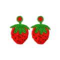 Summer Hand-Woven Seed Earrings Strawberry Design Bohemian Tassel 1
