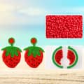 Summer Hand-Woven Seed Earrings Strawberry Design Bohemian Tassel 2