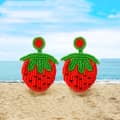 Summer Hand-Woven Seed Earrings Strawberry Design Bohemian Tassel 3