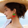Summer Hand-Woven Seed Earrings Strawberry Design Bohemian Tassel 4