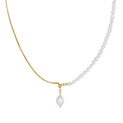 925 Sterling Silver Baroque Freshwater Pearl Necklace detail 1