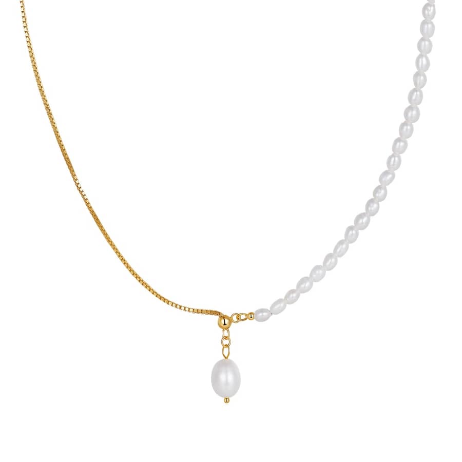 925 Sterling Silver Baroque Freshwater Pearl Necklace - main