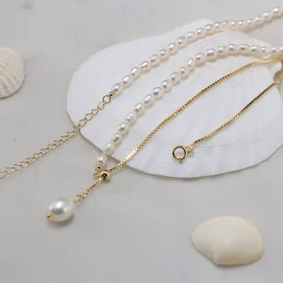 925 Sterling Silver Baroque Freshwater Pearl Necklace detail 2