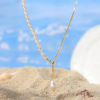 925 Sterling Silver Baroque Freshwater Pearl Necklace detail 3