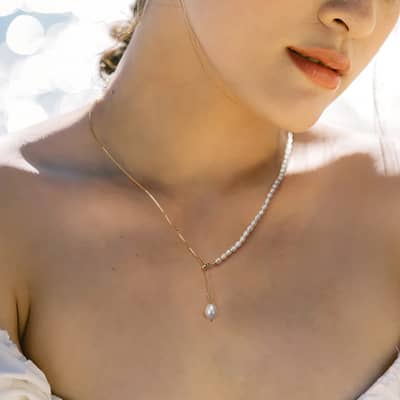 925 Sterling Silver Baroque Freshwater Pearl Necklace detail 4