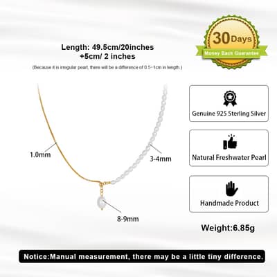 925 Sterling Silver Baroque Freshwater Pearl Necklace detail 5
