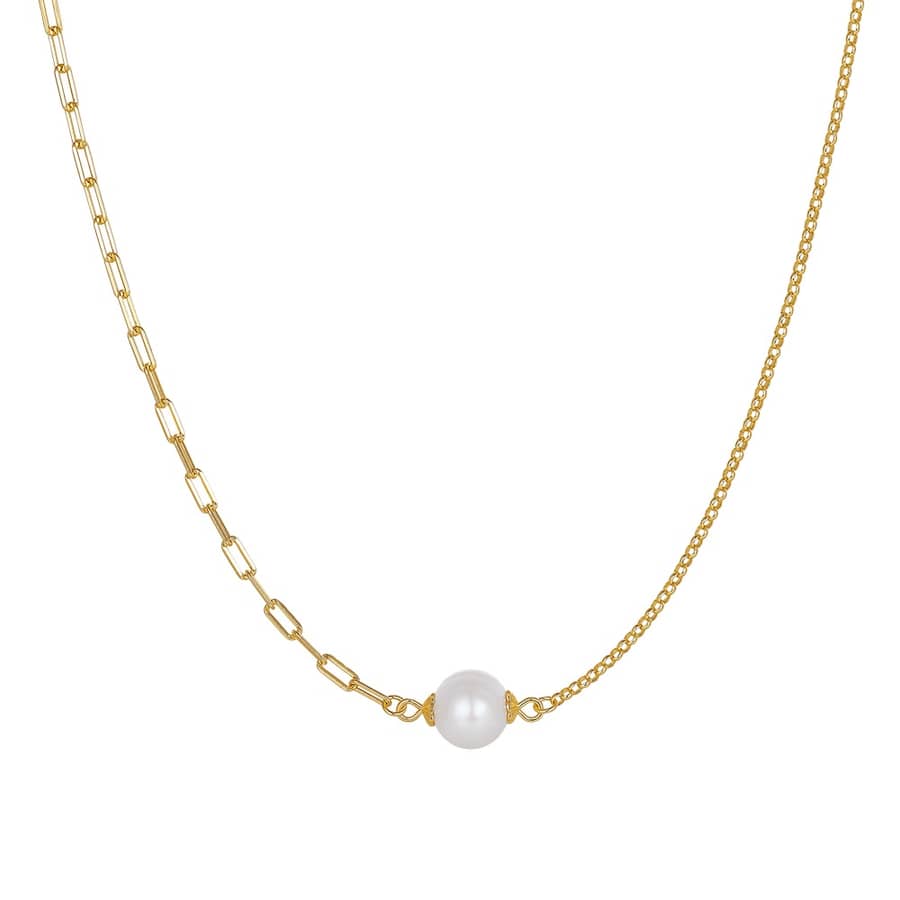 Pearl Choker Necklace Freshwater Pearl Pendant Dainty 925 Sterling Silver Chain - main