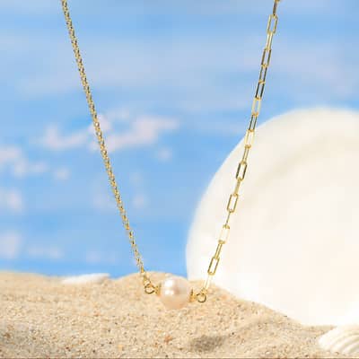 Pearl Choker Necklace Freshwater Pearl Pendant Dainty 925 Sterling Silver Chain detail 4
