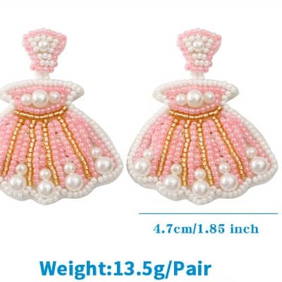 Bohemian Summer Shell Hand-Woven Seed Earrings Ocean Shell Pearl detail 6