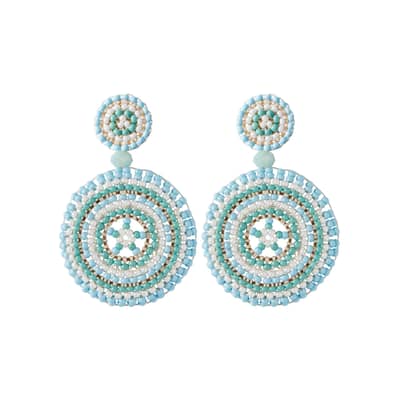 Vintage Sunflower Hand Braided Seed Earrings Bohemian Round Design detail 3