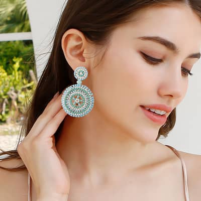 Vintage Sunflower Hand Braided Seed Earrings Bohemian Round Design detail 4