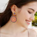 Vintage Sunflower Hand Braided Seed Earrings Bohemian Round Design 5
