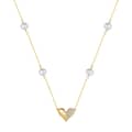 925 Sterling Silver Zircon Heart Pendant Freshwater Pearl Heart Charm Necklace 1