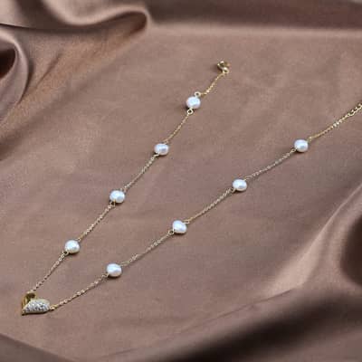 925 Sterling Silver Zircon Heart Pendant Freshwater Pearl Heart Charm Necklace detail 4