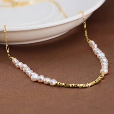 Light Luxury Niche 925 Sterling Silver Pearl Pendant Choker Design Necklace detail 1