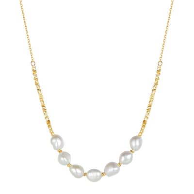 925 Silver Baroque Freshwater Pearl Necklace Collarbone Chain detail 1